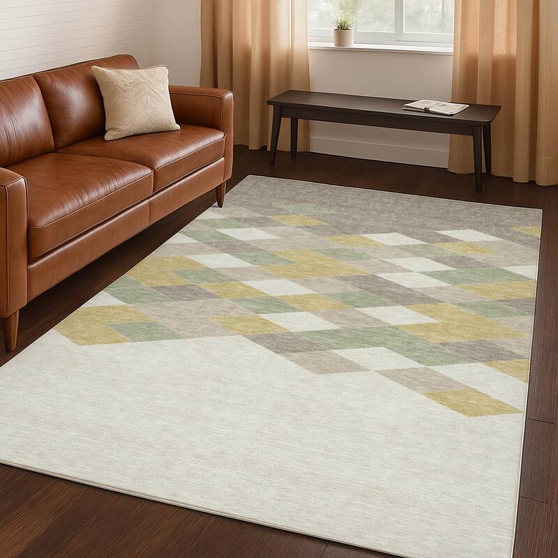 Machine Washable Indoor/ Outdoor Modern Avo Chantille Rug