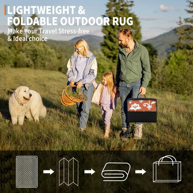 Outdoor Rug Reversible Plastic Straw Rug Outside Outdoor Waterproof Area Rug for Patio Deck Balcony Backyard Beach