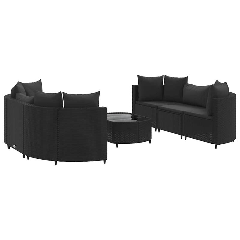 vidaXL Patio Sofa Set with Cushions Lounge Setting Outdoor Furniture Poly Rattan - 8.2 x 12.1 x 4.6