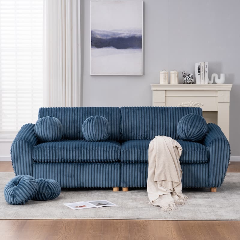 Upholstered Loveseat Sofa Chair with Golden Metal Legs