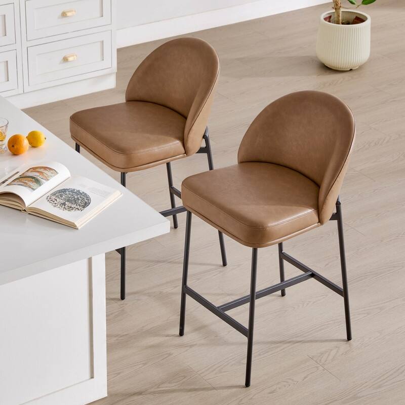 Spruce & Spring Upholstered Counter Bar Stool with Metal Frame