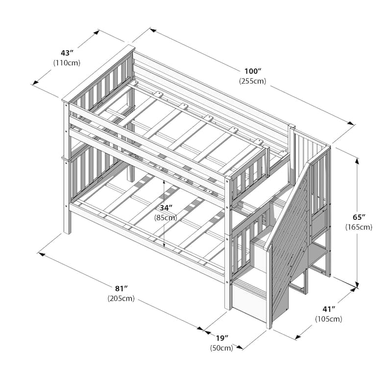 Max and Lily Twin over Twin Staircase Bunk