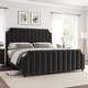 preview thumbnail 1 of 28, Platform Bed Frame with 50.2" Headboard, Velvet Upholstered Bed Frame Black_King - King