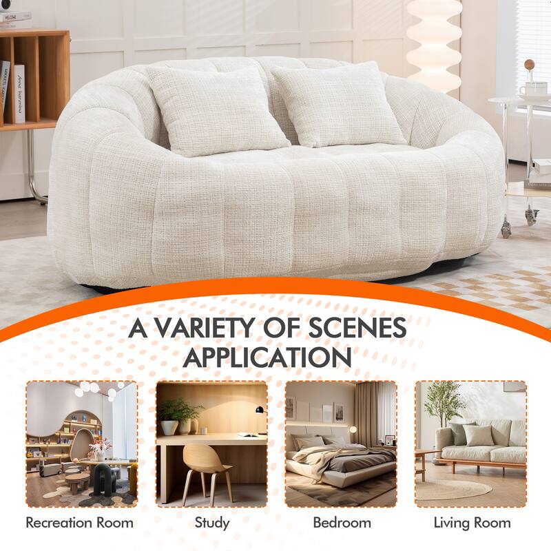 HOMEFUN Chenille Upholstered Durable Comfort Lounger High Back Bean Bag Loveseat Sofa