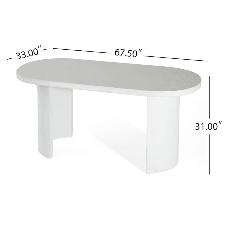 Christopher Knight Home - Vireo Terrazzo White Concrete Patio Dining Table with Bench