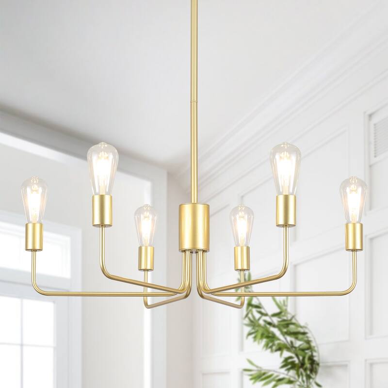 6-Light 30.15"W Kitchen Island Modern Chandeliers for Living Room - Spray-painted Gold