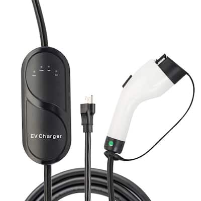 120V 16 Amp Level 1 EV Charger with 25 ft. Extension Cord J1772 Cable NEMA 5-15 Plug Electric Vehicle Charger