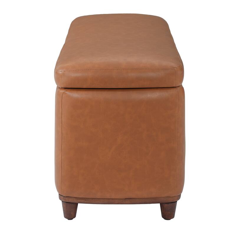 Christopher Knight Home - Modern Aero Upholstered Storage Ottoman Bench with Solid Wood Legs and Lift-Top Storage