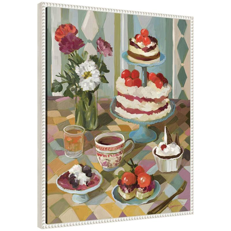 Kate and Laurel Sweet Tooth by Mary Sparrow Framed Canvas Wall Art Print - 23 x 28 - White