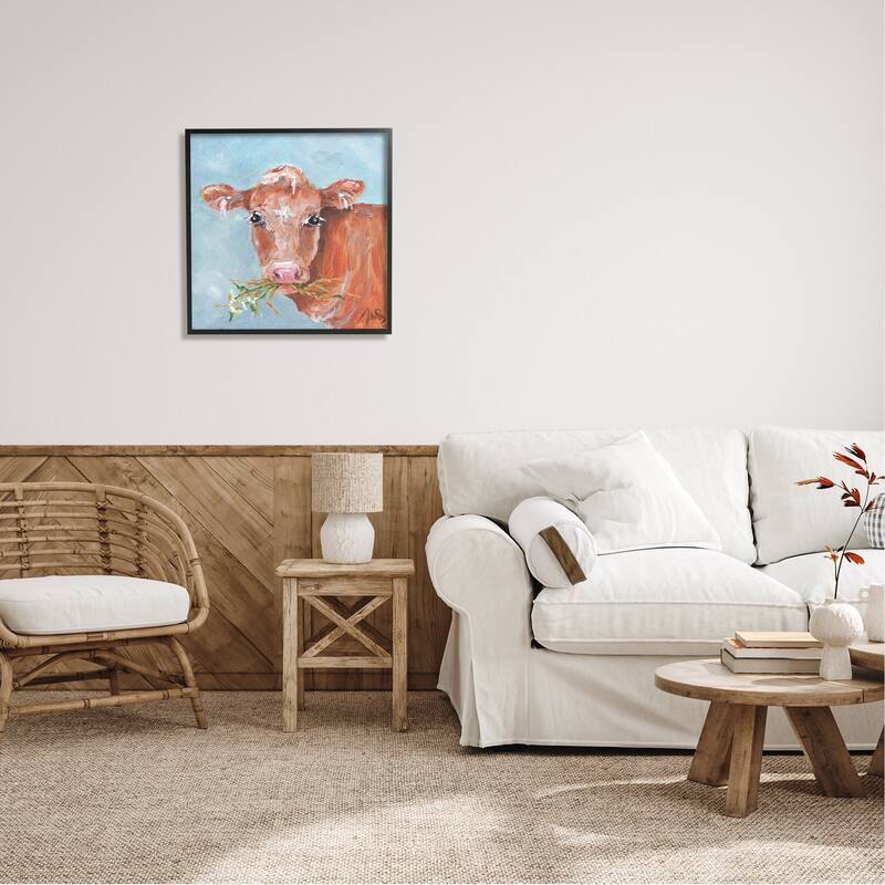 Stupell Cattle With Herb Sprigs Portrait Framed Giclee Art by Molly Susan Strong