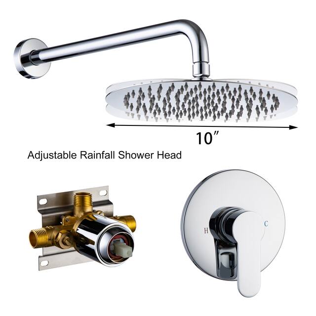 CLihome 1-Spray Patterns 10 in. Wall Mount Shower Faucet