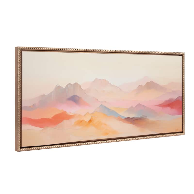 Kate and Laurel Sylvie Beaded Soft Pastel Mountain Abstract Framed Canvas by The Creative Bunch Studio - 18x40 - Gold