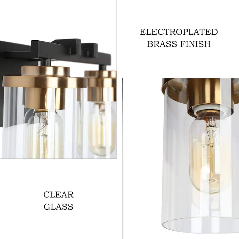 Modern 2/3/4-Light Black Gold Bathroom Vanity Lights with Cylinder Glass
