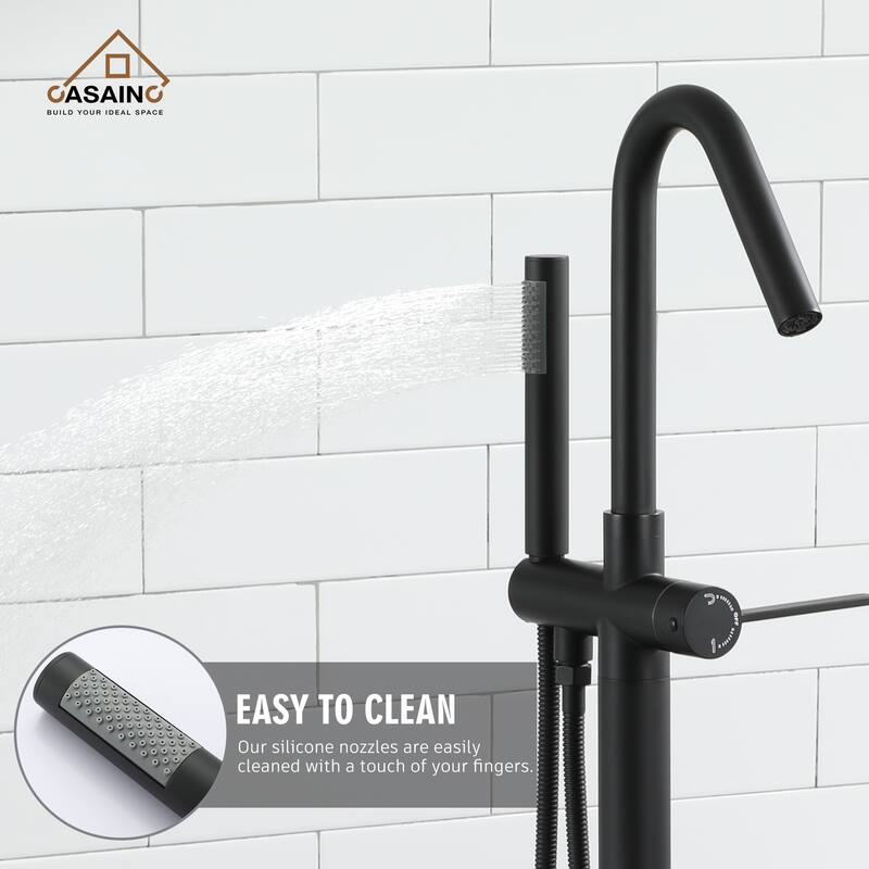 CASAINC Freestanding Single-Handle Bathtub Faucet with Hand Shower