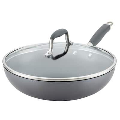 Anolon Advanced Hard Anodized Nonstick Ultimate Pan with Lid, 12-Inch, Gray