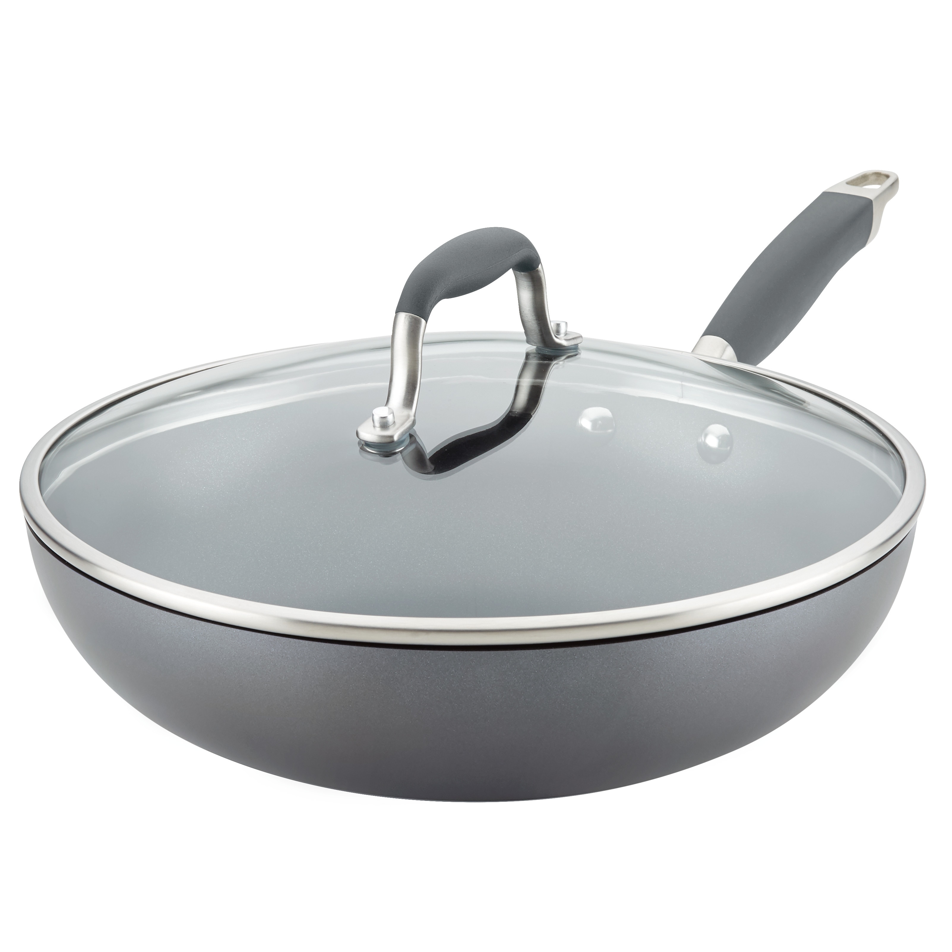 Anolon Advanced Hard Anodized Nonstick Ultimate Pan with Lid, 12-Inch, Gray