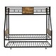 preview thumbnail 7 of 5, Black+Brown Twin over Full Metal Bunk Bed with Trundle and Large Storage