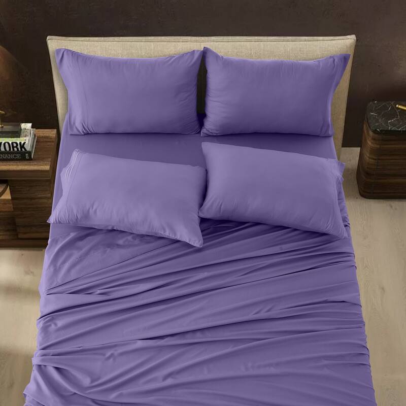 6 Piece Bed Sheet Set Deep Pocket Ultra Soft Microfiber Bedding Sheets