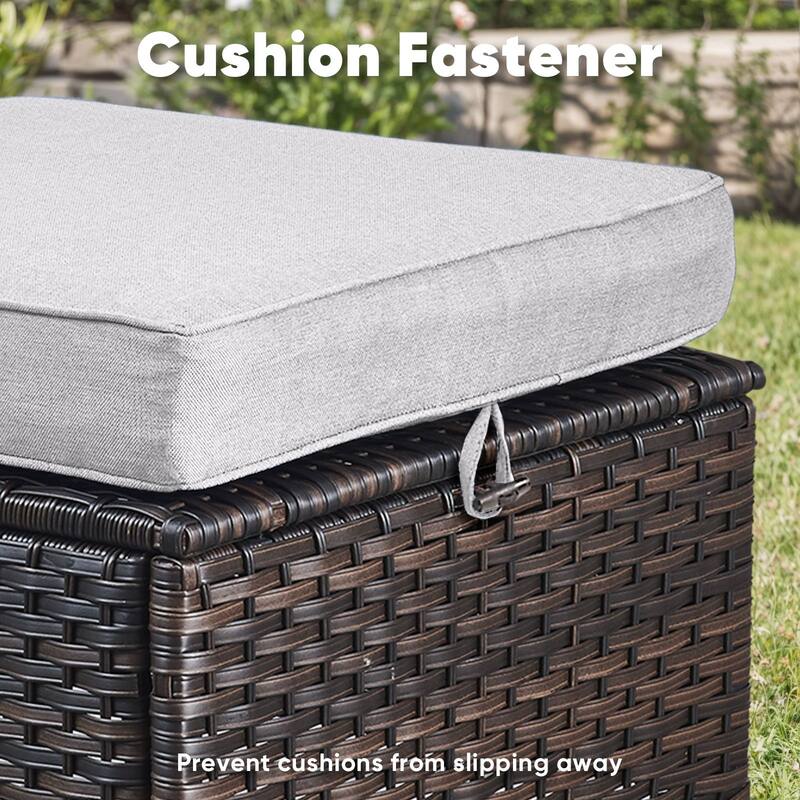 7 Pieces Outdoor Sofa Chair Ottoman with 41" Fire Table