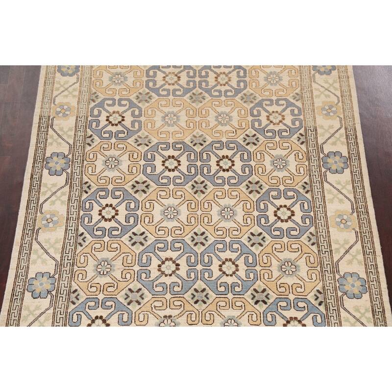 Vegetable Dye Khotan Oriental Wool Area Rug Hand-knotted Office Carpet - 5'11" x 8'10"
