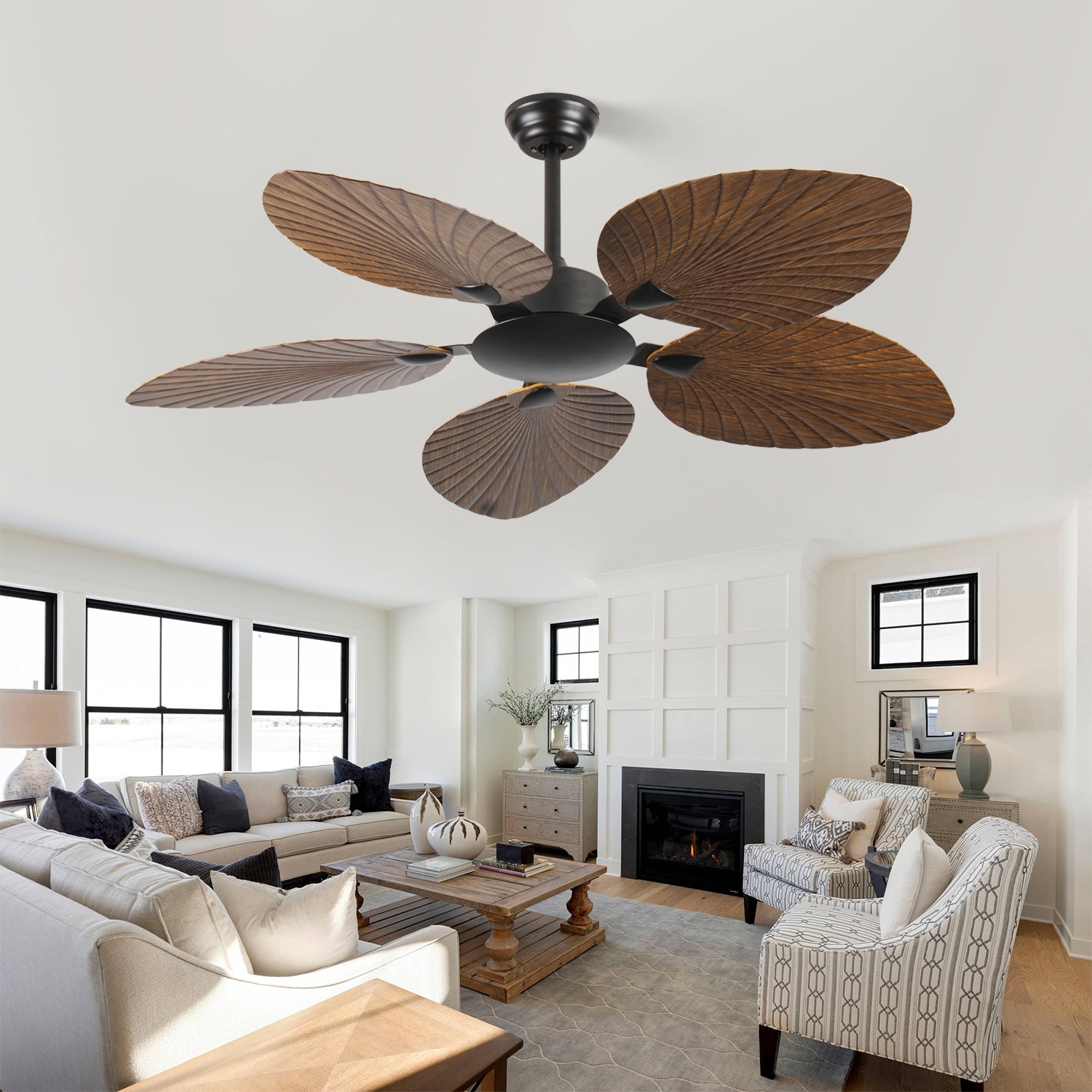 Retro Ceiling Fan without Light for Living Room Bedroom