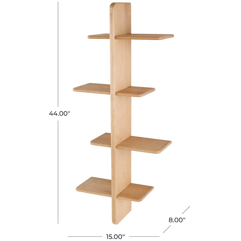 Wood Handmade 8 Shelf Wall Shelf - Light Brown or Black - Roche River Decor