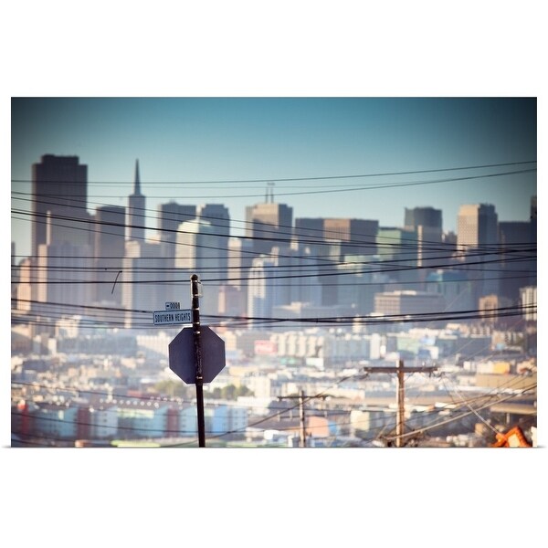 "Power line with skyscrapers, Potrero Hill, San Francisco" Poster Print