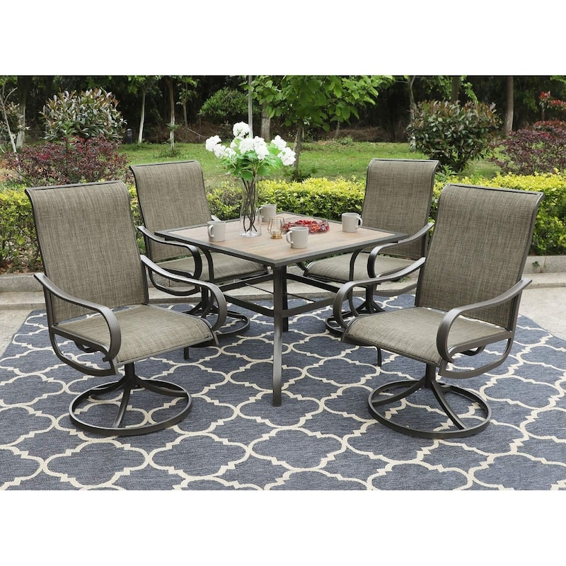 MAISON ARTS 5/6-piece Black Steel Patio Dining Set