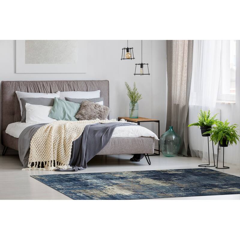 Maya Collection Denim Power Loomed Indoor Area Rug - 5'3" x 7'10"