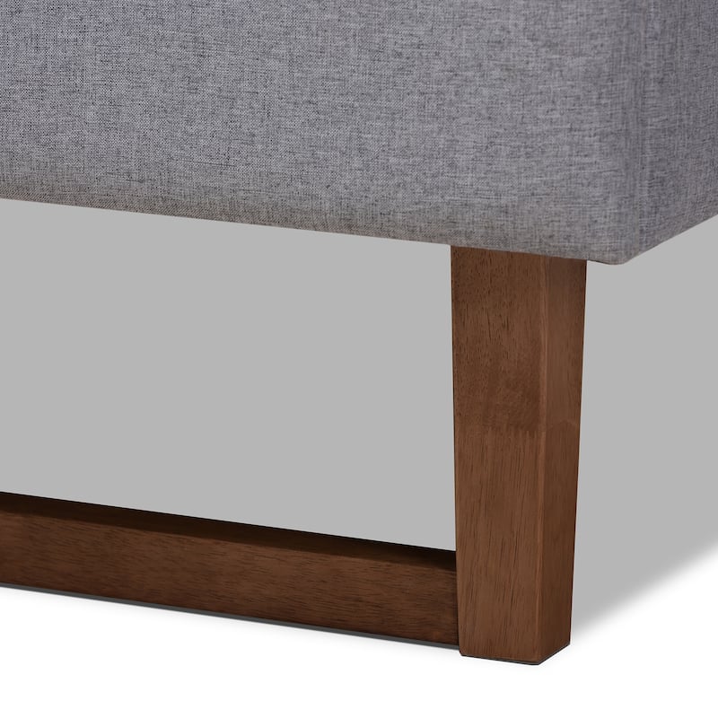 Full Size Bed Frame Modern Platform Bed Grey Fabric Wood Bed
