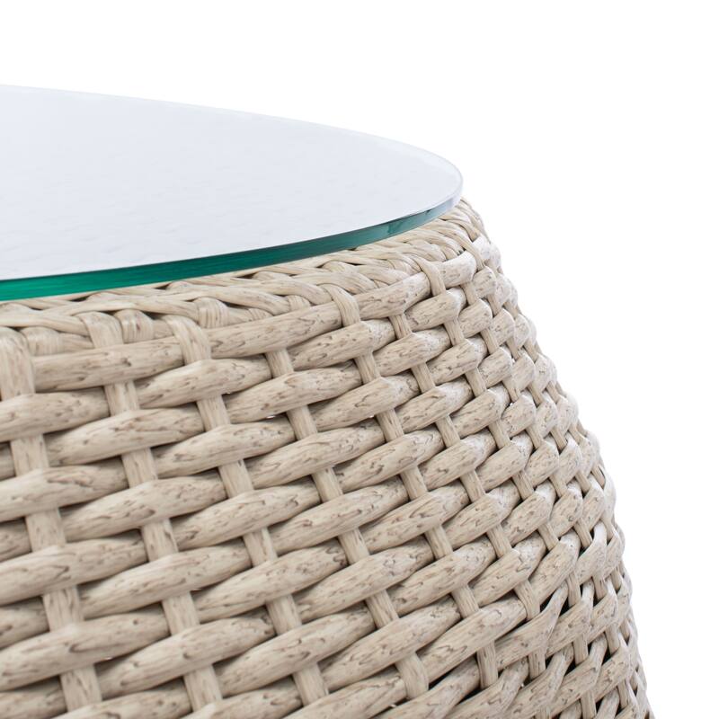 SAFAVIEH Outdoor Patio Furniture Jesvita Demilune Half-Moon Wicker Patio Set