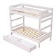 preview thumbnail 13 of 16, Twin over Twin Solid Wooden Frame Bunk Bed with 2 Drawers and Full-length Guardrail, Can Separated into Two Twin-size Beds