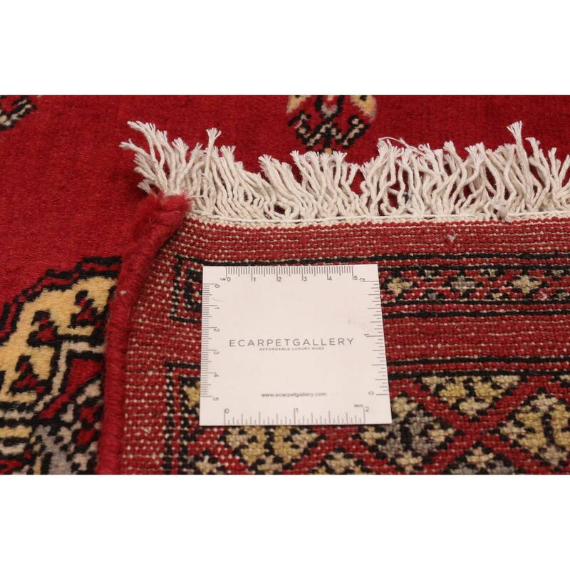 ECARPETGALLERY Hand-knotted Peshawar Bokhara Red Wool Rug - 2'7 x 6'10