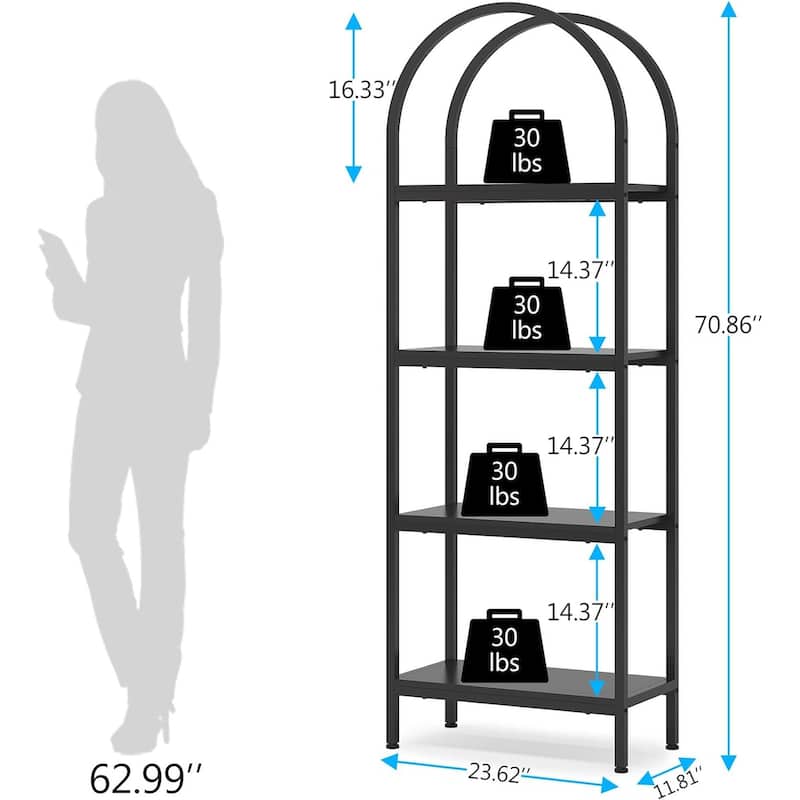 Open Bookshelf, Industrial Bookcase Storage Shelves with Metal Frame