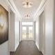 preview thumbnail 11 of 11, Uolla Modern Glam 4-Light Drum Warm Brass Semi Flush Mount Textured Glass Ceiling Light - D 15.5"* H 6.5"