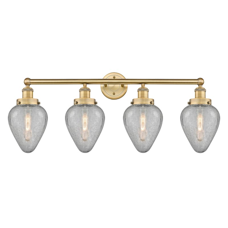 Innovations Lighting Geneseo - 4 Light 33" Bath Vanity Light - Brushed Brass/Clear Crackle