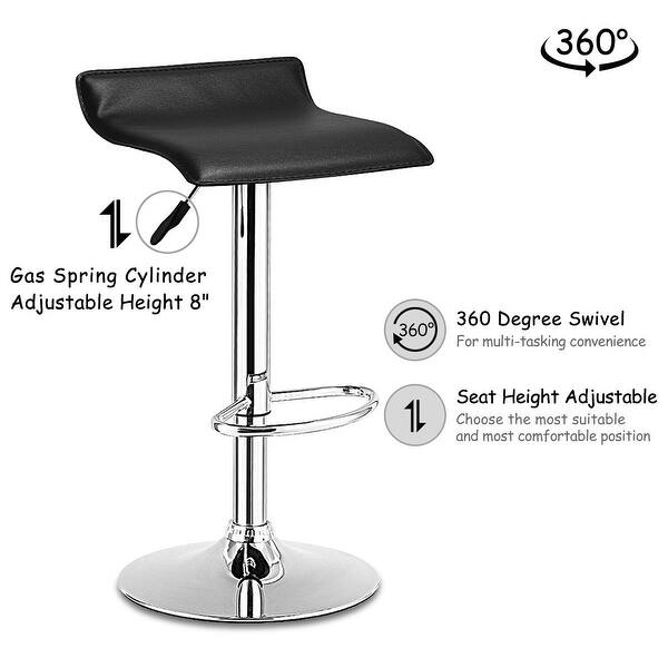 Shop Costway Set Of 2 Swivel Bar Stools Adjustable Pu Leather Backless On Sale Overstock 22391666