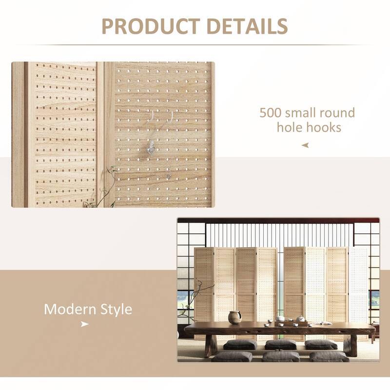 Natural Wood 4-Panel Folding Room Divider for Indoor Privacy and Decor