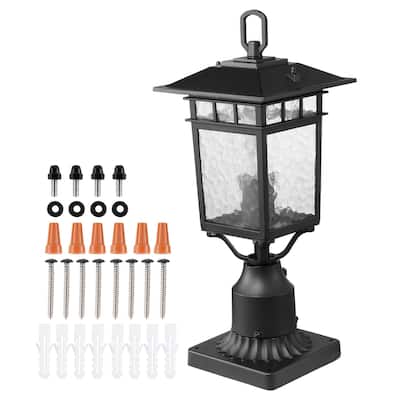 2 Pack Dusk to Dawn Outdoor Post Light, Waterproof Lamp Post Light Fixtures with Pier Mount Base Glass Shade