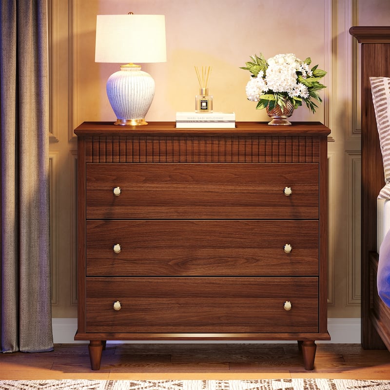 Nightstand with 3 Drawers, 31.5" Oversized Farmhouse Bedside Table