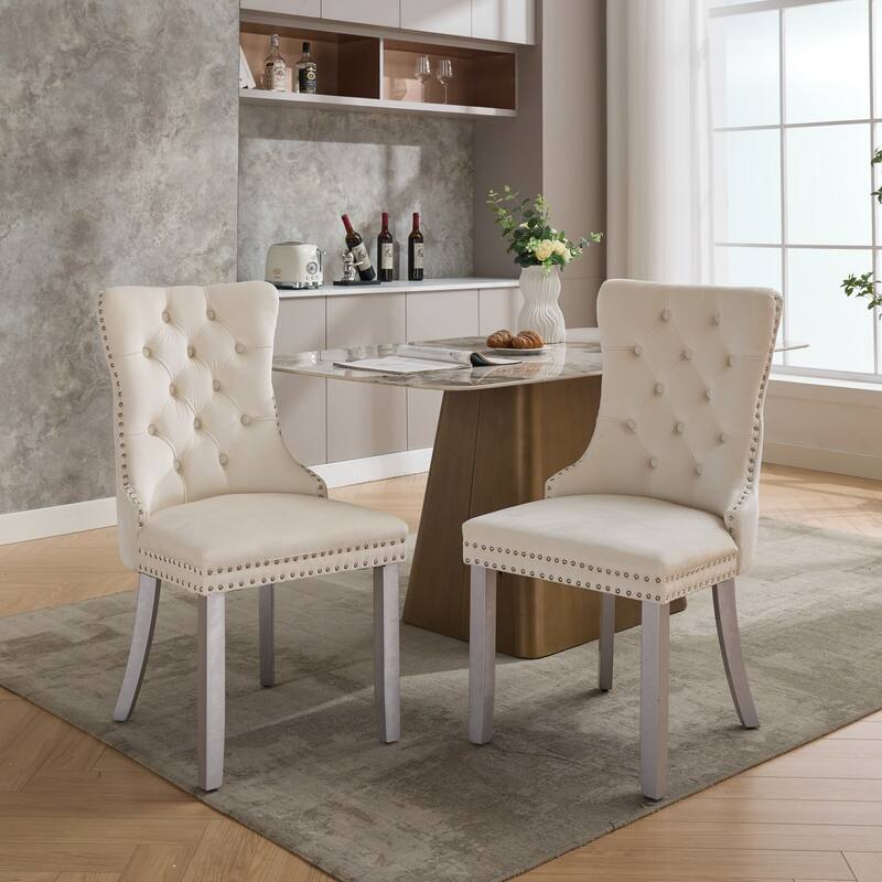 Furniture, Nikki Collection Modern, High-end Tufted Solid Wood Contemporary Velvet Upholstered Dining Chair