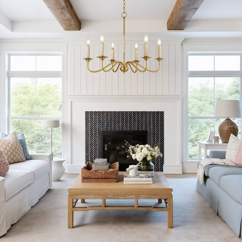 LamQee Rattan Kitchen Island Chandelier Corn Rope Woven Pendant