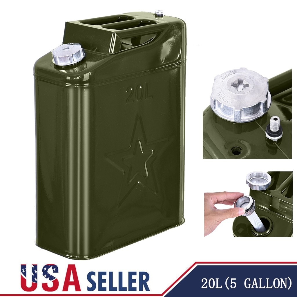 Jerry Can 20L Liter (5 Gallon Gal) Backup Steel Tank F-uel Gas Gasoline G-reen