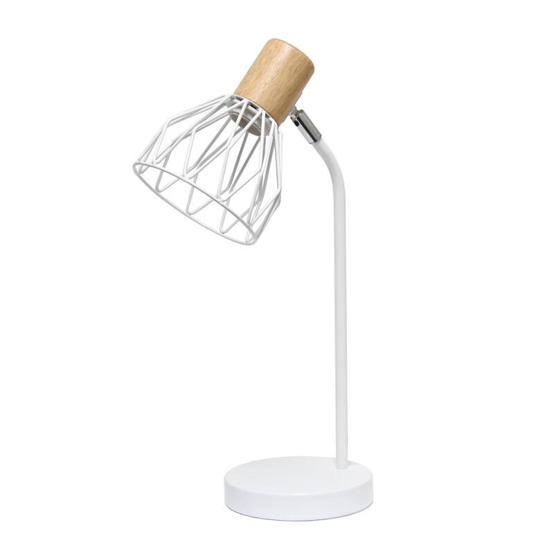 Vintage Style Desk Lamp with Adjustable Wire Cage Shade - 18" - White