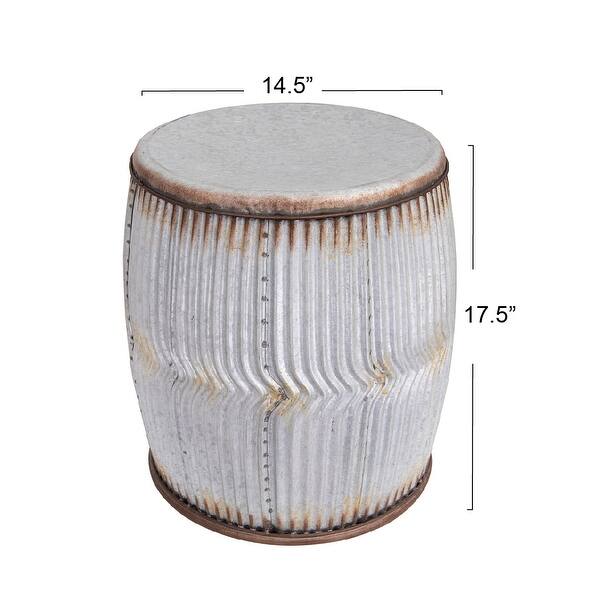 Rustic Round Metal Barrel End Table with Rust Detail - Bed Bath ...