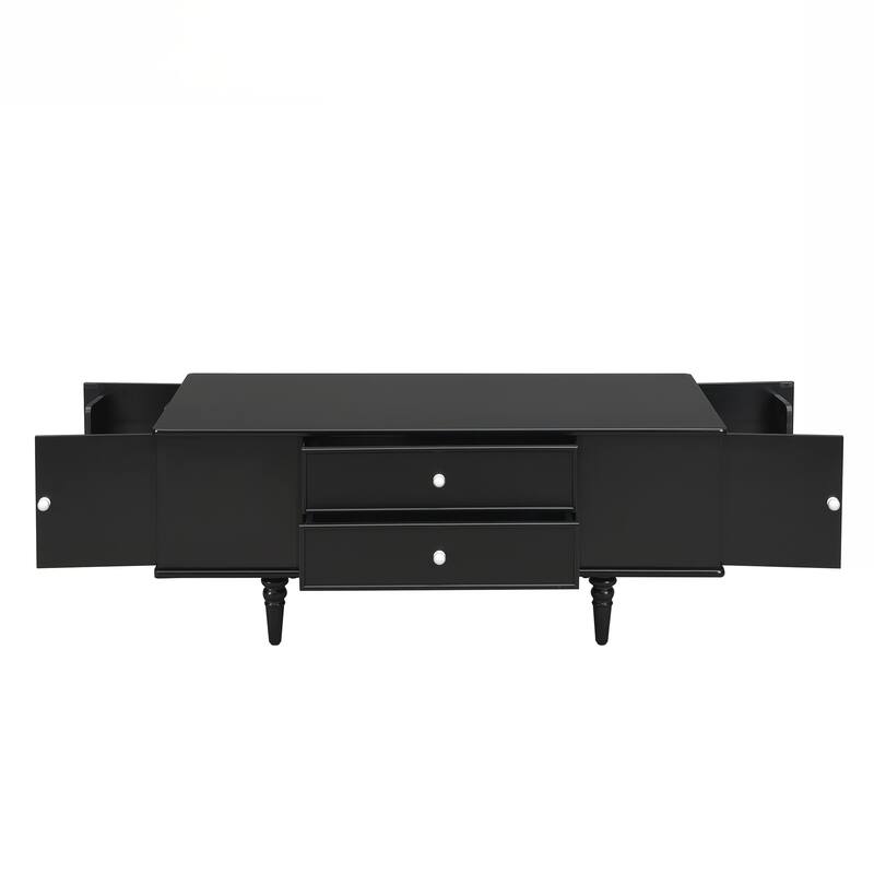 Modern Rectangle Coffee Table with Four Drawers, Two Side Hidden Storage Compartments, 47.2" Wood Coffee Table