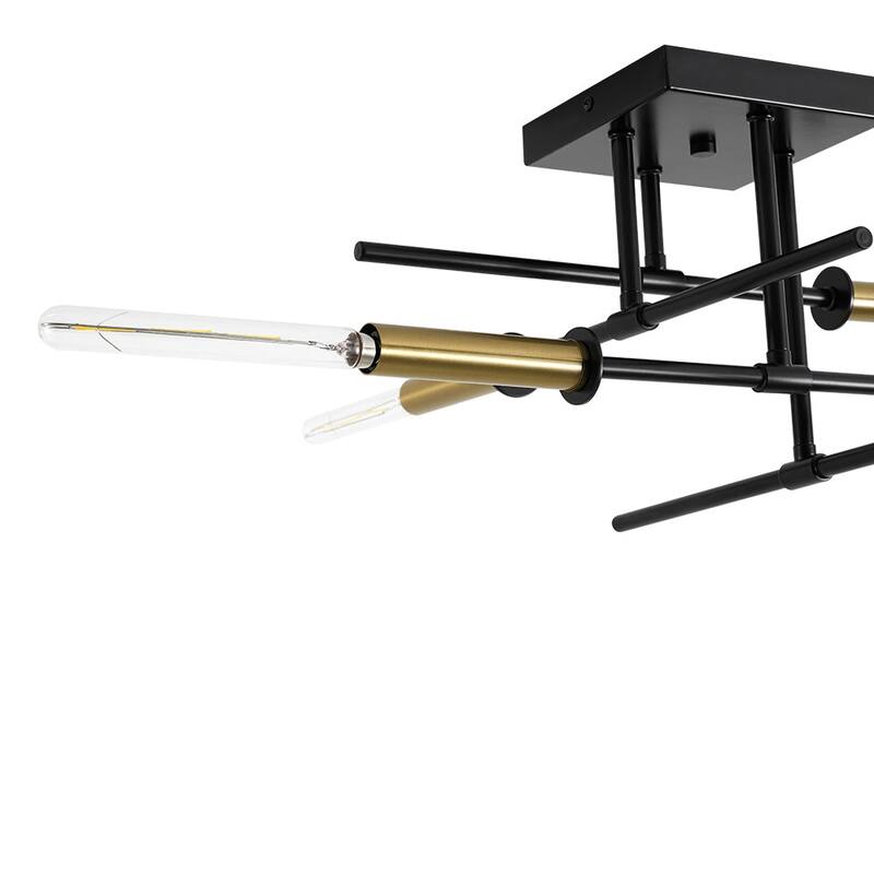 Industrial Linear Tiered Sputnik Semi Flush Mount Light 20 Inches