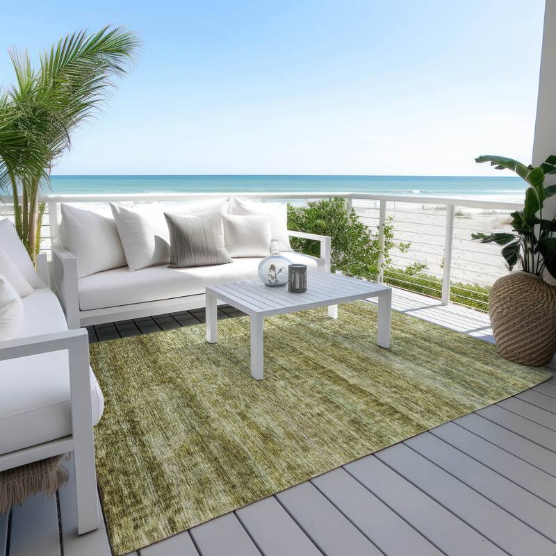 Machine Washable Indoor/ Outdoor Ombre Solid Chantille Rug