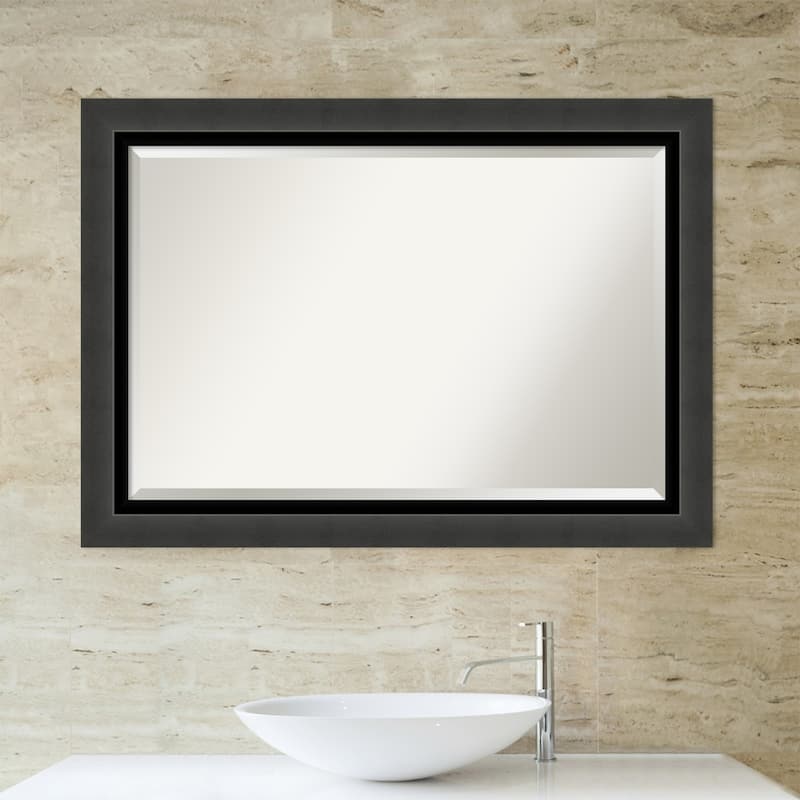 Beveled Bathroom Wall Mirror - Tuxedo Black Frame - Tuxedo Black