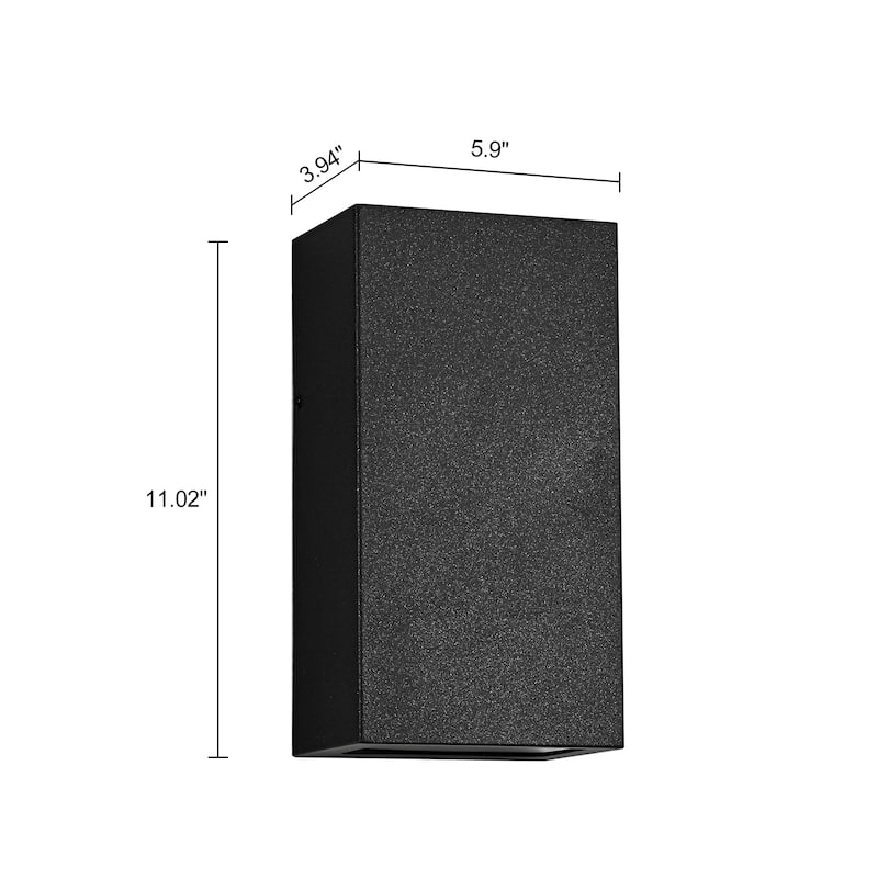 2-Light Integrated LED Matte Black Exterior Outdoor Wall Sconce Light